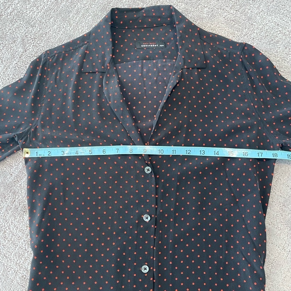 Equipment Kate Moss 100% Silk Shirt Dress, Black With Red Polka Dots, Size XS - Picture 7 of 16